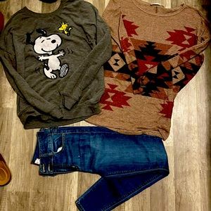 Cello jeans size 3  peanut sweater size m enti elamour sweater size m